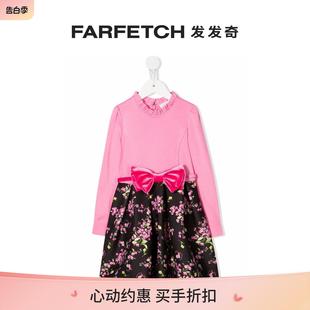 FARFETCH发发奇 Monnalisa童装 花卉印花蝴蝶结细节连衣裙