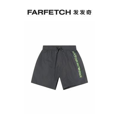 Emporio Armani阿玛尼童装logo印花抽绳泳裤FARFETCH发发奇