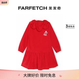 KENZO童装 Festive 刺绣丝绒连衣裙FARFETCH发发奇