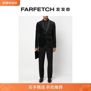 金属感效果单排扣西装 Dsquared2男士 夹克 FARFETCH发发奇