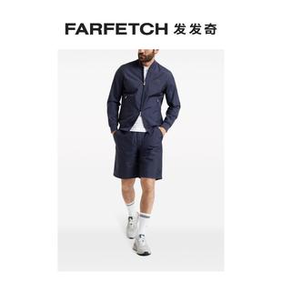 Cucinelli男士 Brunello logo贴花条纹运动短裤 FARFETCH发发奇