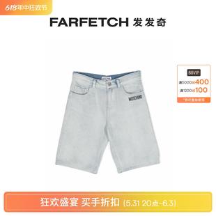 logo印花及膝牛仔短裤 Moschino童装 FARFETCH发发奇