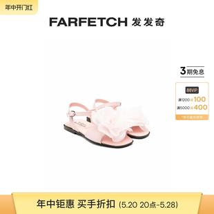 FARFETCH发发奇 花卉贴花皮质凉鞋 MONTELPARE童装 ANDREA