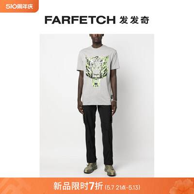 Plein Sport男士SS Chrome Tiger 棉T恤FARFETCH发发奇