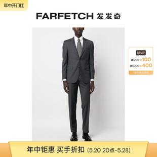 Canali男士 套装 FARFETCH发发奇 格纹图案单排扣西装