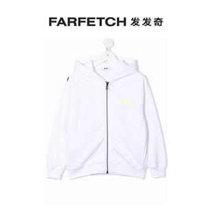 儿童logo印花拉链连帽衫 Msgm童装 FARFETCH发发奇