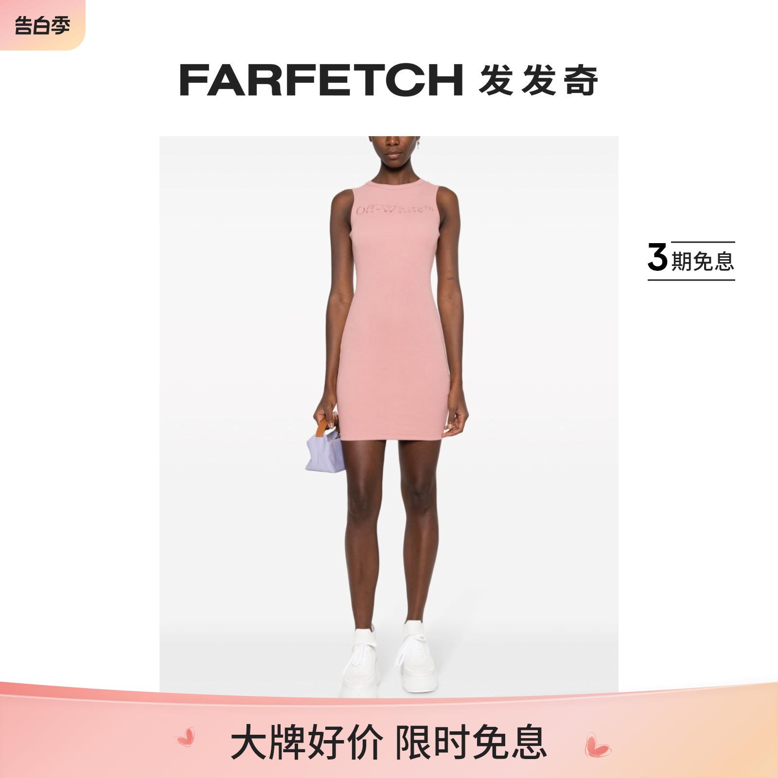 Off-White女士logo刺绣无袖迷你连衣裙FARFETCH发发奇