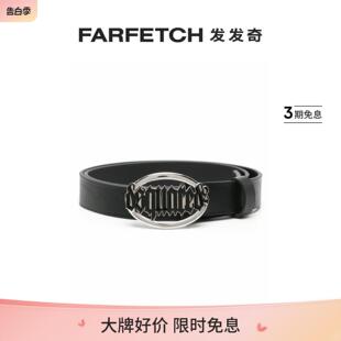 Dsquared2女士哥特风logo扣环皮质腰带FARFETCH发发奇