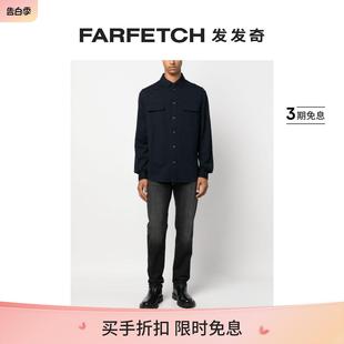 FARFETCH发发奇 logo刺绣弹性棉衬衫 Kiton男士