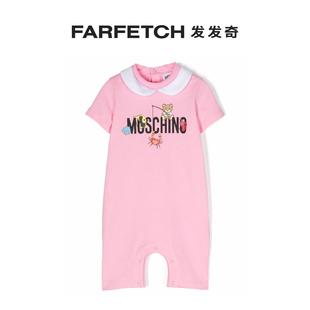 FARFETCH发发奇 Moschino童装 logo印花棉连体短裤