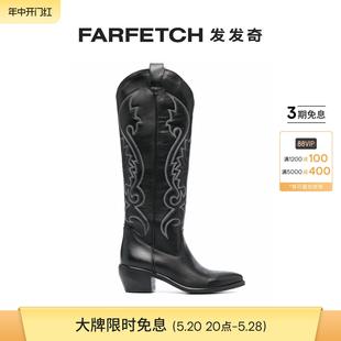 P.A.R.O.S.H.女士Western 皮质中跟及膝靴FARFETCH发发奇