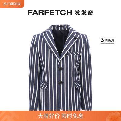 Moustache童装条纹单排扣西装夹克FARFETCH发发奇