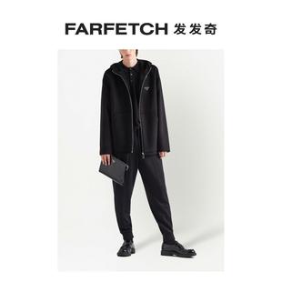 Prada普拉达男士 FARFETCH发发奇 三角形logo拉链连帽衫