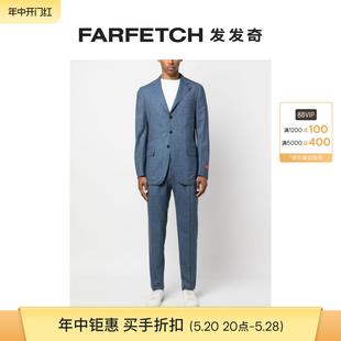 格纹单排扣外套 Isaia男士 FARFETCH发发奇