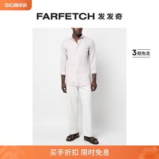 纯色棉亚麻混纺衬衫 FINAMORE 1925 NAPOLI男士 FARFETCH发发奇