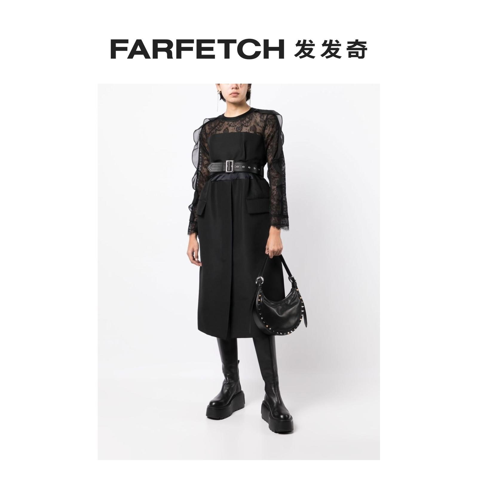 Sacai女士蕾丝边饰束腰中长连衣裙FARFETCH发发奇