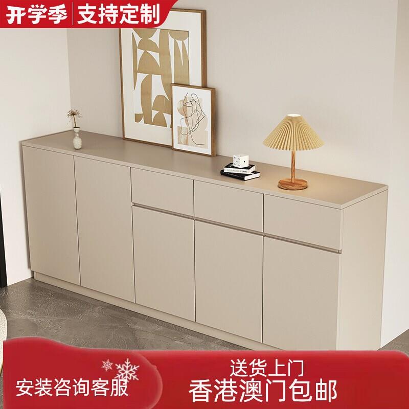 香港包邮实木餐边柜现代简约奶油风储物柜带抽屉餐厅多功送货上门