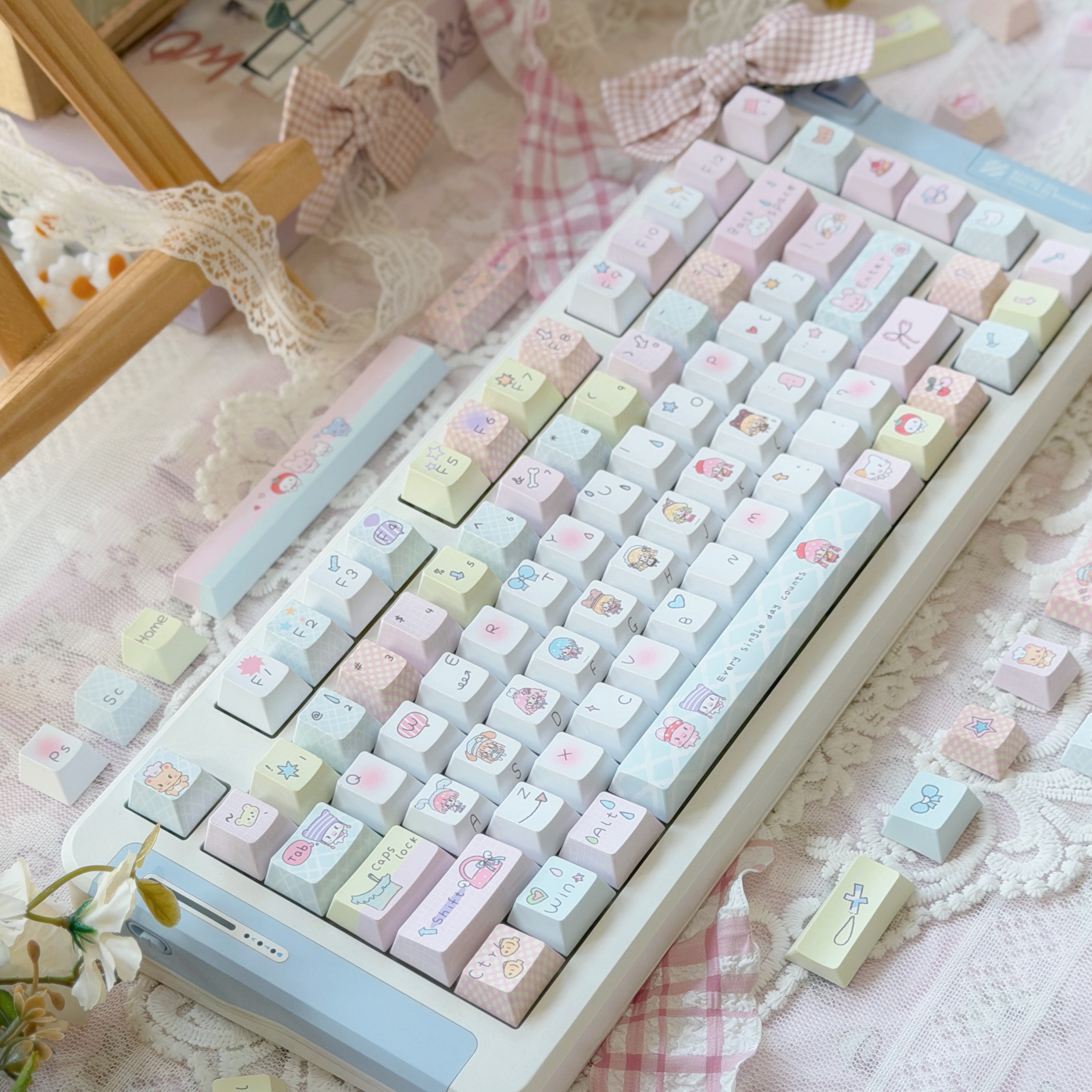 wy外设小女孩键帽新原厂五面热升华可爱个性PBT材质适配机械键盘