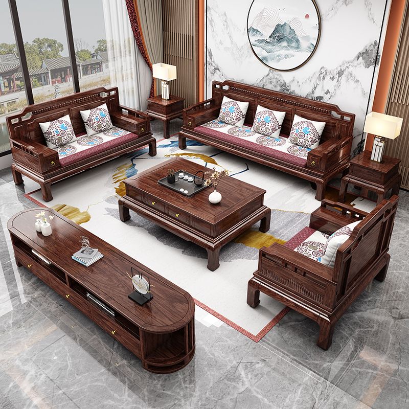 黄金梨木新中式全实木沙发现代中式客厅高端简约茶几电视柜组合