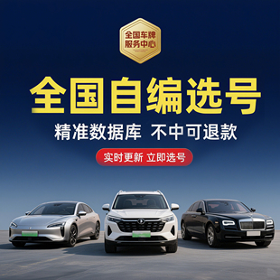 全国汽车自编车牌自选12123油车电车新能源车牌优质号码库数据库
