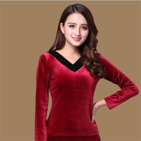 广场舞金丝绒运动上衣舞蹈服秋冬女式长袖上衣高档跳舞衣服练功服