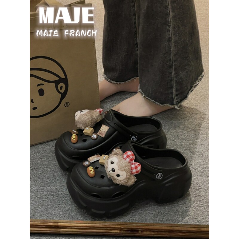 日本Maje Franch网红爆款eva洞洞鞋女款夏季厚底踩屎感拖鞋凉鞋子