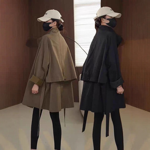高级感立领风衣女中长款2025秋新款韩版宽松休闲百搭大衣外套女