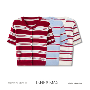 Links Max 【钱老板专属】复古条纹天丝醋酸棉凉感针织短袖 63101