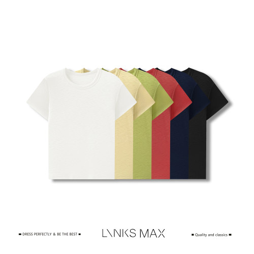 LINKS MAX 肌理纹理真丝莫代尔棉凉感T恤 59205
