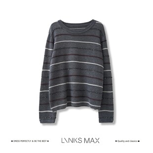 Links Max【钱老板专属】老钱风定织定染撞色手工针织毛衫60738