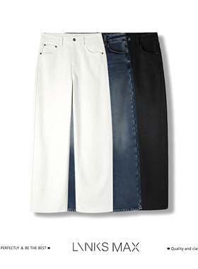LINKS MAX复古加厚一体植绒直筒牛仔裤42709