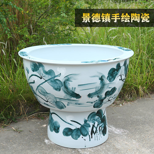 景德镇手绘陶瓷圆形落地缸