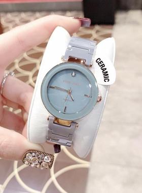 专柜正品ANNE KLEIN手表女1018RGLB时尚清新蓝色陶瓷表带AK女手表