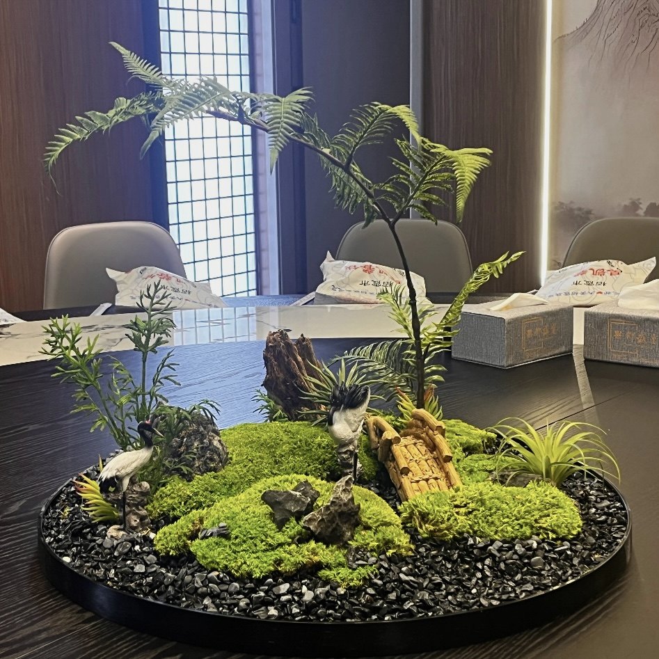 酒店餐桌中间景观摆件圆桌转盘装饰永生苔藓桌花微景观高端造景,家居饰品,餐桌花艺,淘宝优惠券,粉丝福利购,淘宝优惠卷