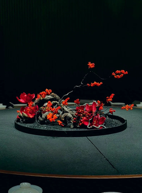 餐桌中间摆花桌摆摆设酒店大圆桌中间转盘摆件景观桌花摆台
