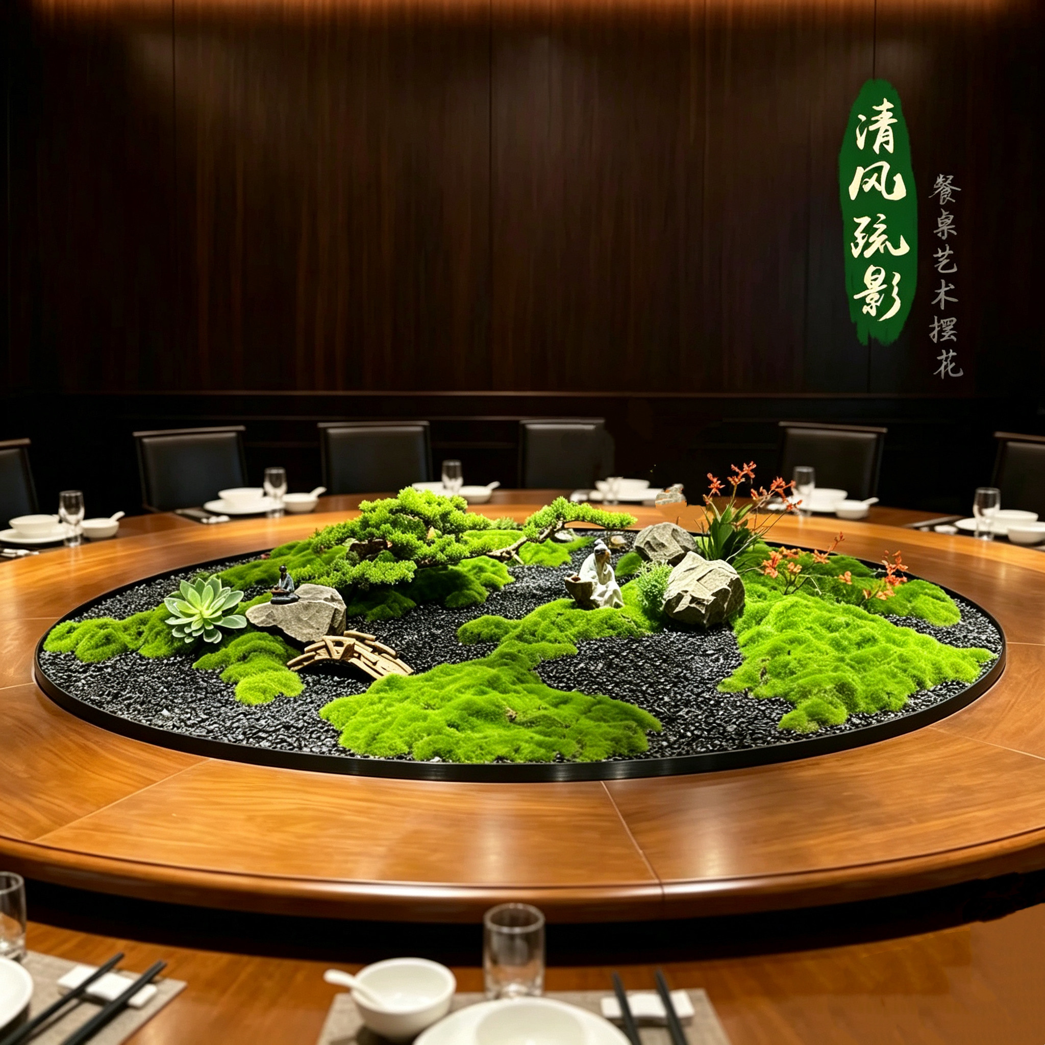 餐桌中间景观摆件高端桌花装饰