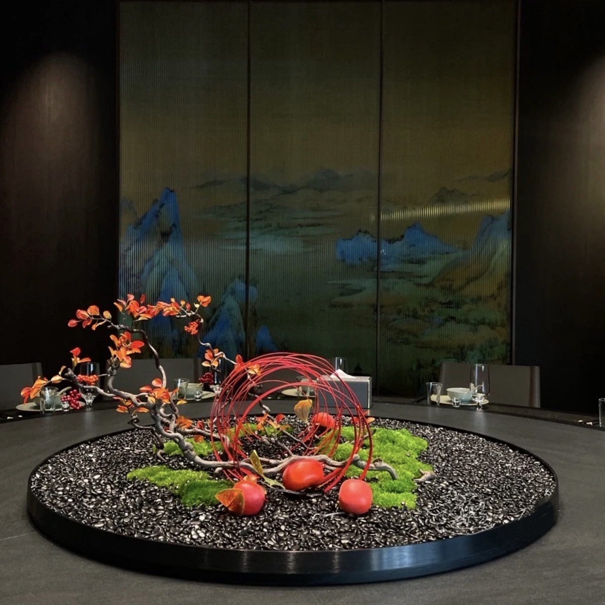餐桌中间摆件永生苔藓桌花景观
