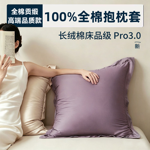 60支纯棉65x65卧室正方形抱枕套60cm45*50床头全棉大靠背垫不含芯