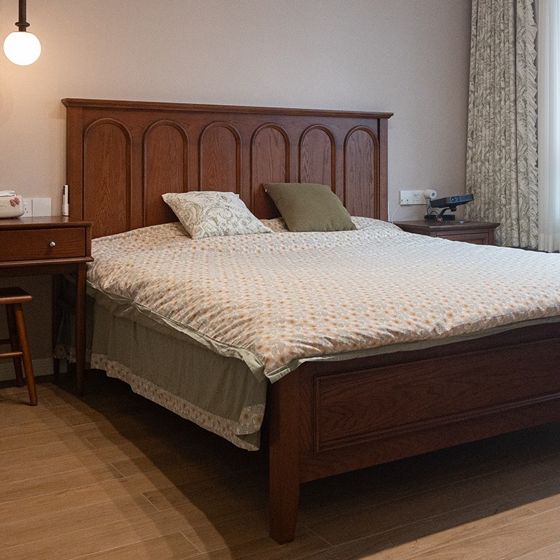 木朵朵家具法式复古全实木床柚木橡木樱桃木中古2米x2米2美式大床