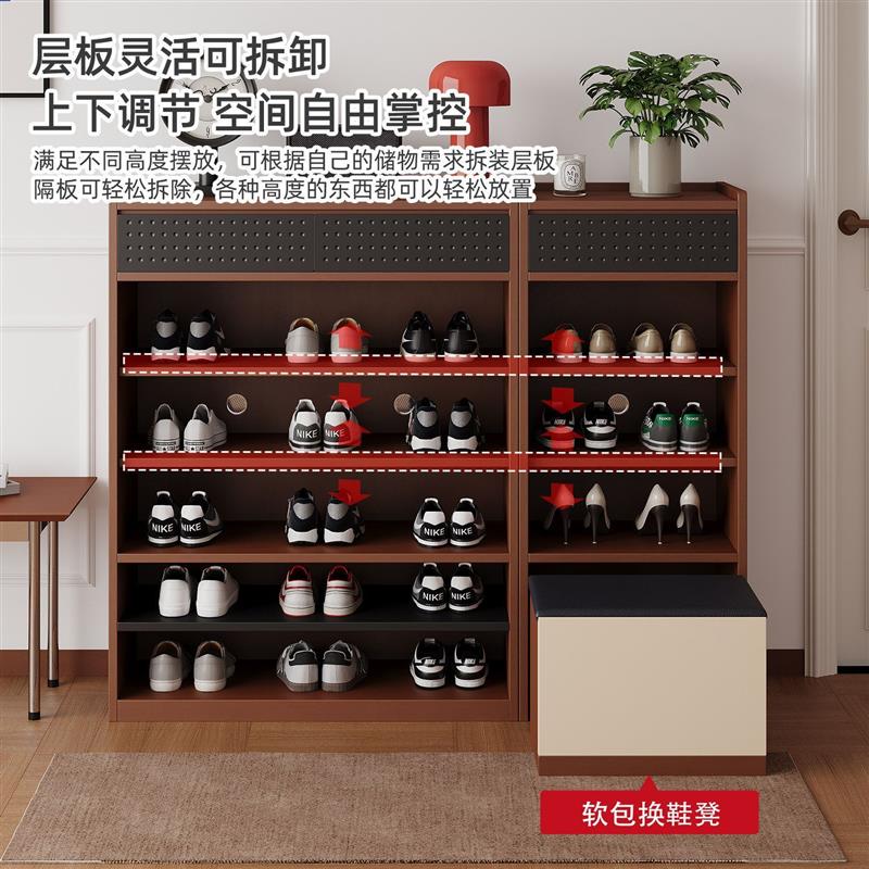 中古风鞋柜收纳柜家用门口一体靠墙入户大容量超薄玄关2026新款