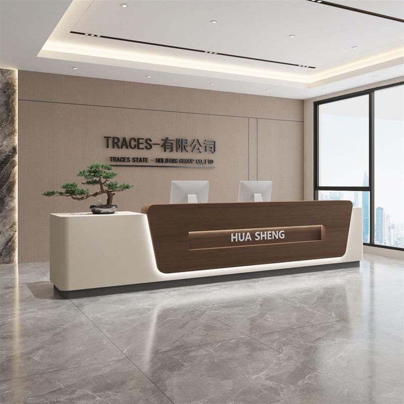 现代公司前台接待台服务中心吧台美容院酒店大堂咨询台店铺服务台图片