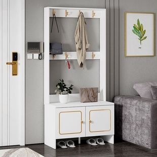 换鞋凳家用门口可坐鞋柜挂衣架一体入门穿鞋凳新款玄关柜带衣帽架