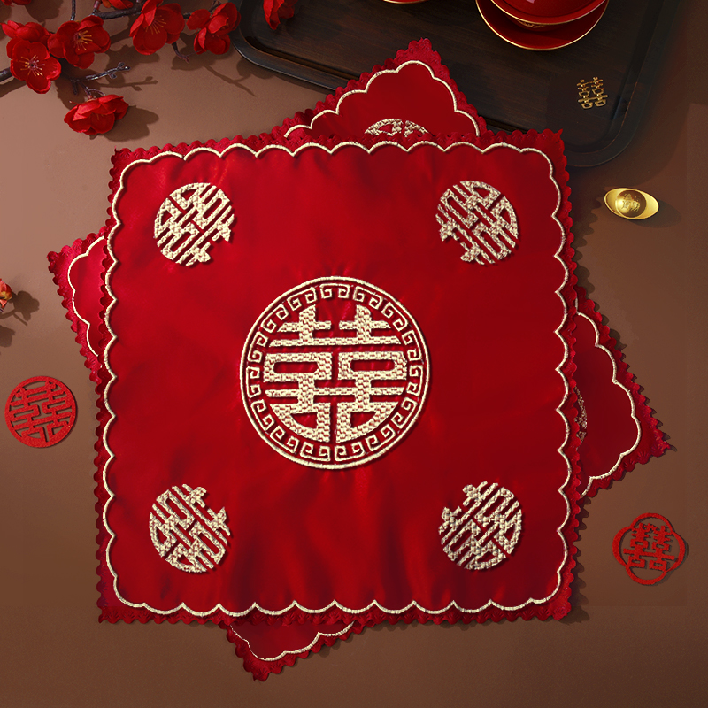 结婚红手帕喜帕手绢小方巾