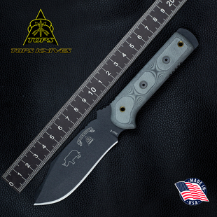 美国进口TOPS托普斯黑犀牛户外战术生存野营装备多功能防身小直刀