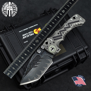 美国进口Miller Bros米勒兄弟T1刀展藏品钛柄粉末钢战术重型折刀