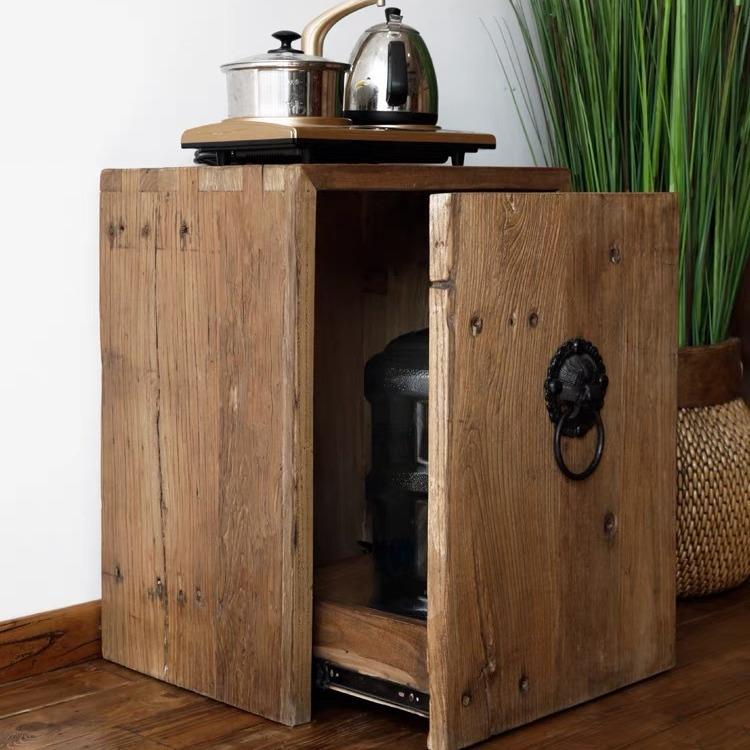 老榆木餐边柜木质做旧风复古风化储物柜家具中式玄关茶水柜家具