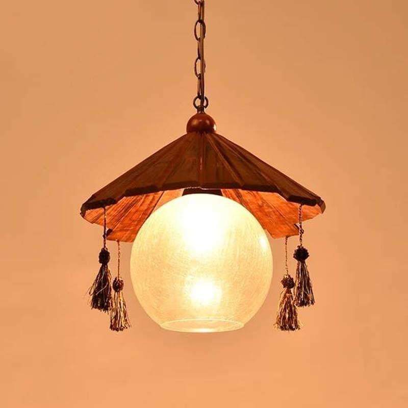 中式复古怀旧个性创意实木单头吊灯餐厅灯吧台吊灯仿古酒吧茶楼灯