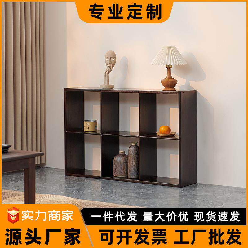 黑胡桃原木书架简约落地收纳现代实木家具储物架多层置物储物柜子