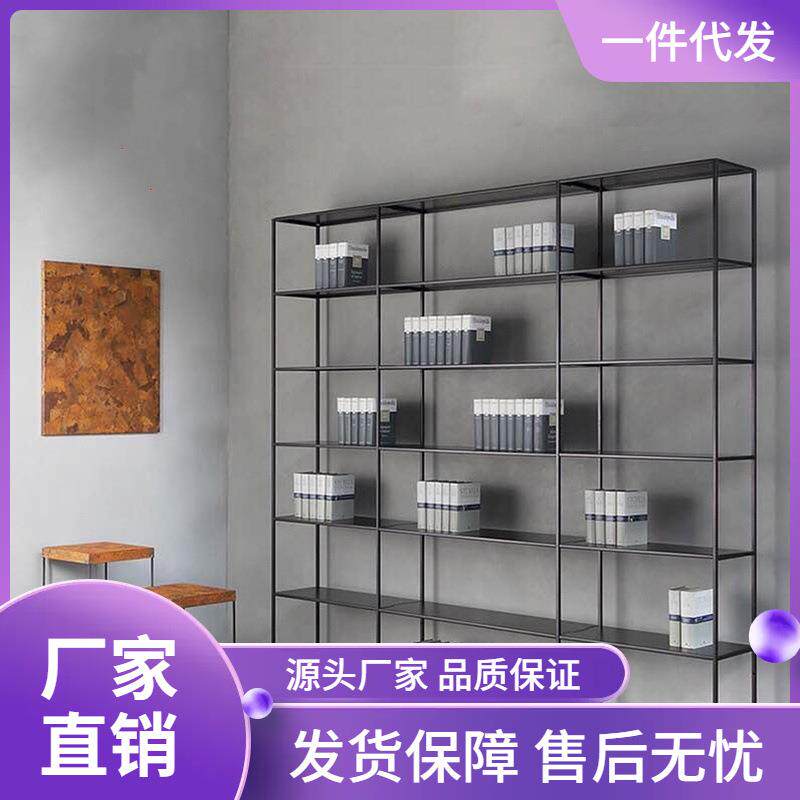 北欧客厅书架铁艺置物架落地多层隔断简约办公室层架整墙收纳柜子