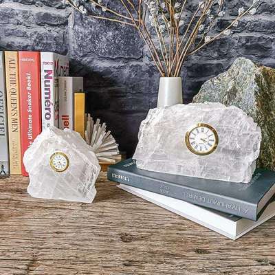 轻奢简约水晶石钟表摆件客厅桌面电视柜卧室别墅办公书柜钟表装饰